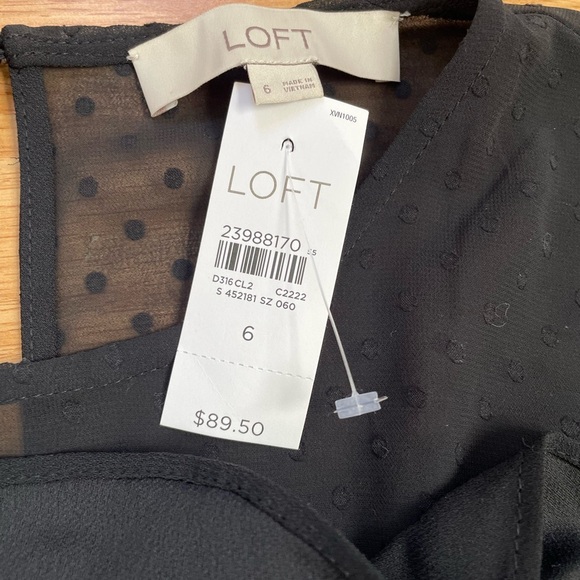 Ann Taylor Loft Womens Black Mesh Polka Dot Ruffle Trim Shift Dress Size 6 NEW - Picture 3 of 9